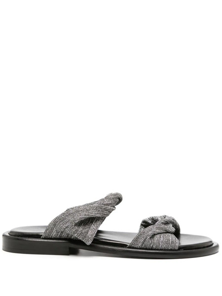  Iro Twist Glitter Flat Slides - Silver 