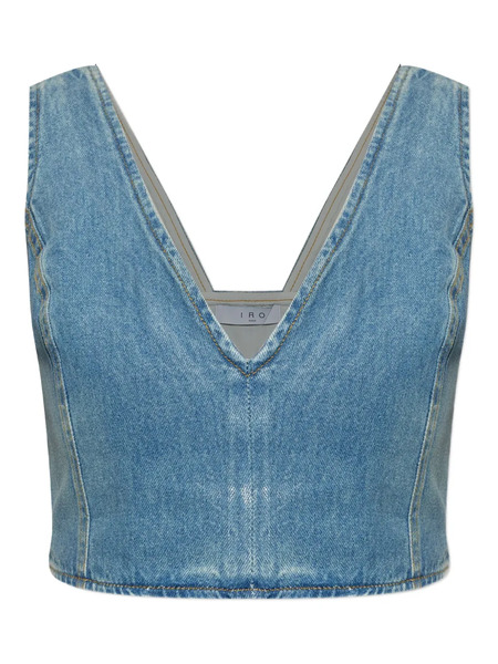  Iro V-neck Denim Top - Blue 