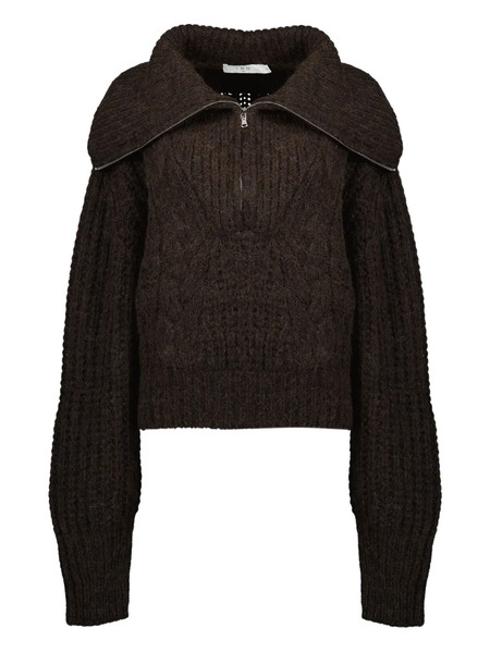  Iro Zip High-neck Sweater - Brown 
