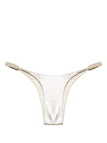  Isa Boulder Braided-straps Reversible Bikini Bottoms - Silver 