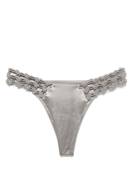  Isa Boulder Floral-macrame Bikini Bottoms - Grey 