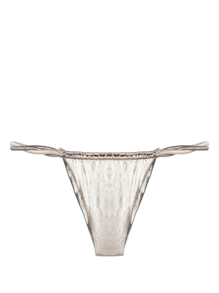  Isa Boulder Rope-detail Reversible Bikini Bottoms - Silver 