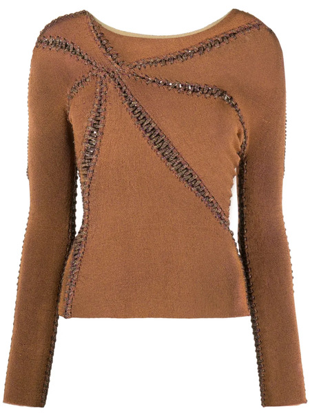  Isa Boulder Starfish Contrast-stitching Top - Brown 