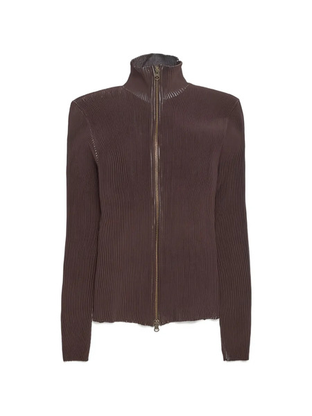  Isa Boulder Zip-up Ribbed Cardigan - Brown 