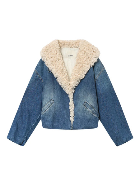  Isabel Marant Charone Fur Collar Jacket - Blue 