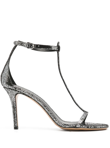  Isabel Marant Crackled 95mm Leather Sandals - Silver 