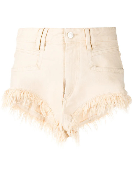 Isabel Marant Eneida Fringed Denim Shorts - Neutrals 
