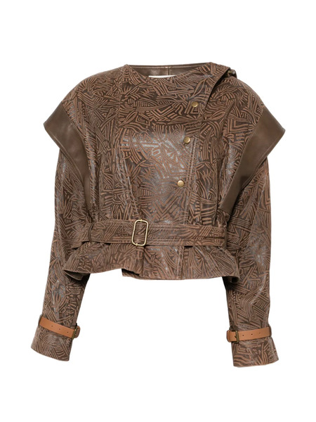  Isabel Marant Erine Patterned Belted Jacket - Brown 