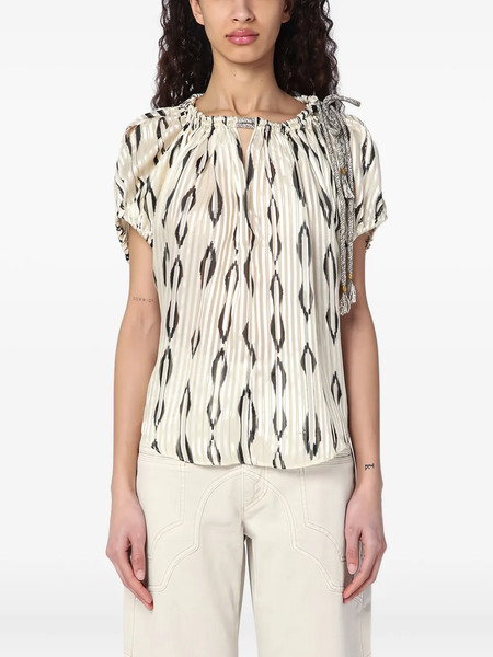  Isabel Marant Graphic-pattern Pleated Blouse - Neutrals 