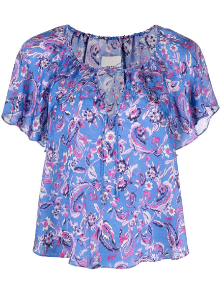  Isabel Marant Penelope Floral-print Blouse - Blue 