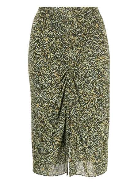  Isabel Marant Ruched-front Patterned Midi Skirt - Green 