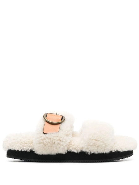  Isabel Marant Shearling Buckle Sandals - Neutrals 
