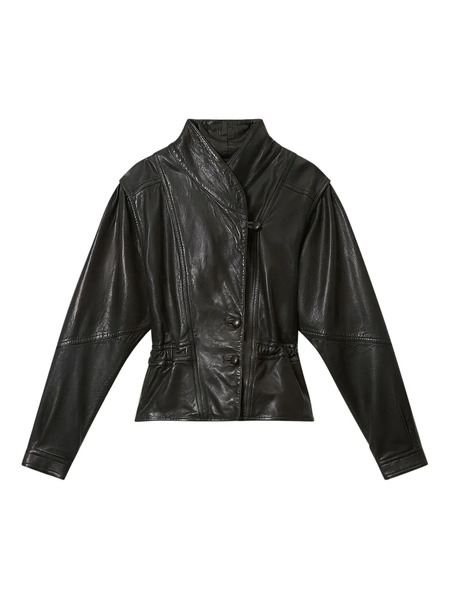  Isabel Marant Tressy Buttoned Leather Jacket - Black 