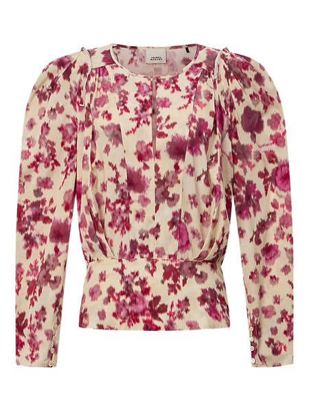  Isabel Marant Zarga Silk Floral Top - Neutrals 
