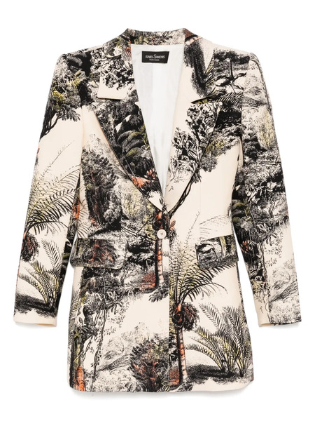  Isabel Sanchis Landscape Print Long Blazer - Neutrals 