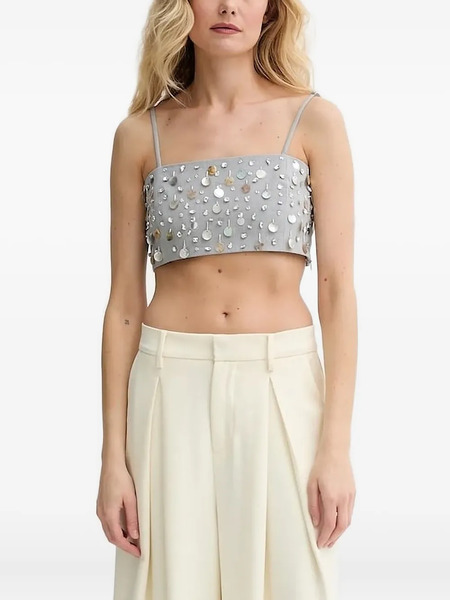  Isabelle Blanche Embellished-strappy Top - Grey 