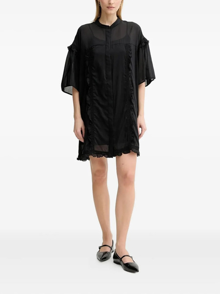  Isabelle Blanche Ruffle-trimmed Lace-insert Mini Dress - Black 