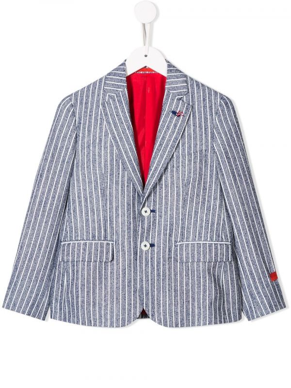  Isaia Kids Striped Blazer - Blue 