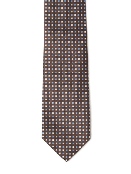  Isaia Patterned-jacquard Tie - Brown 