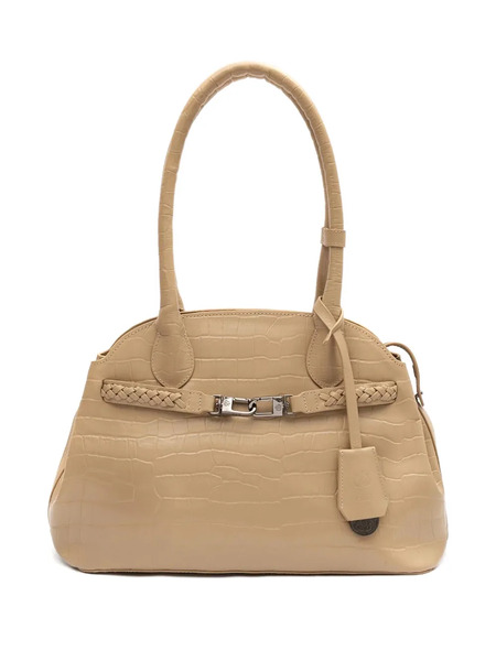  Isla Croc-embossed Braided Shoulder Bag - Neutrals 
