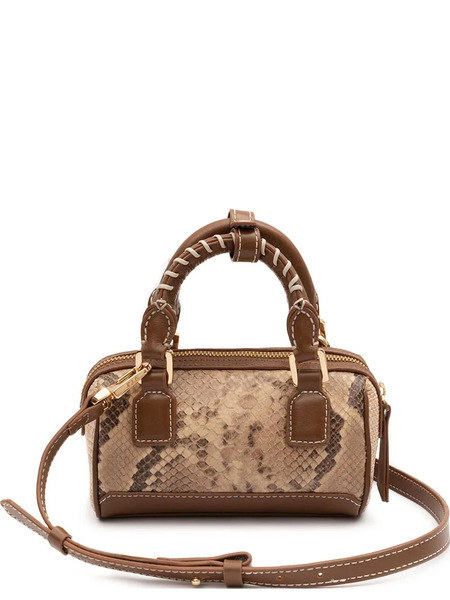  Isla Mini Bowling Snakeskin Top Handle Mini Bag - Neutrals 