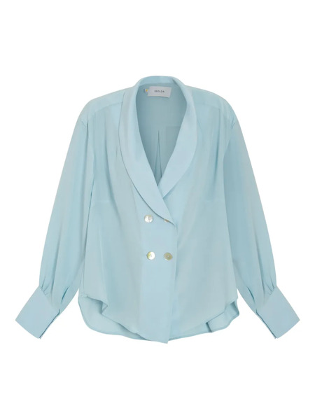  Isolda Double-breasted Silk Shirt - Blue 