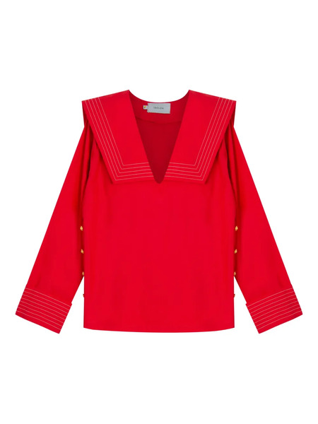 Isolda Marinheira Sailor-collar Blouse - Red 