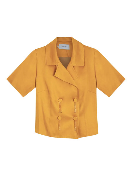  Isolda Pitomba Double-breasted Short-sleeve Shirt - Yellow 