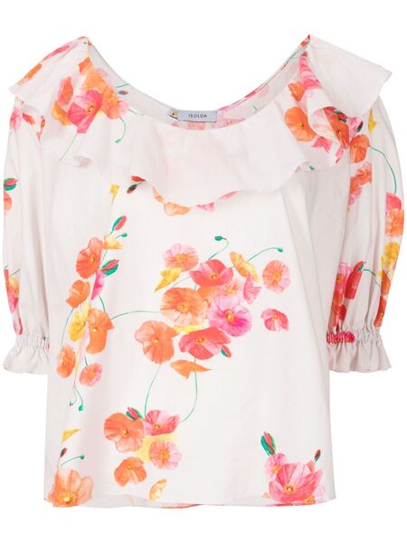  Isolda Poppies Field Forever Ruffled Blouse - Multicolour 