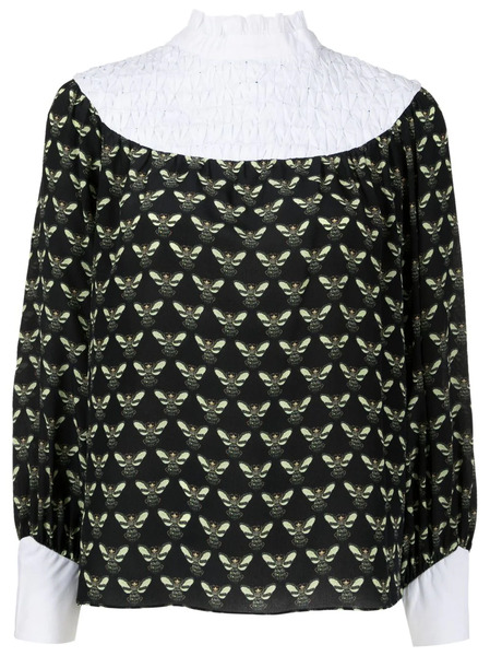  Isolda Ronnie Bee-print Silk-cotton Blouse - Green 