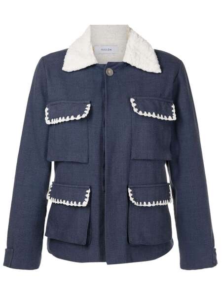  Isolda Shearling-collar Button-up Jacket - Blue 