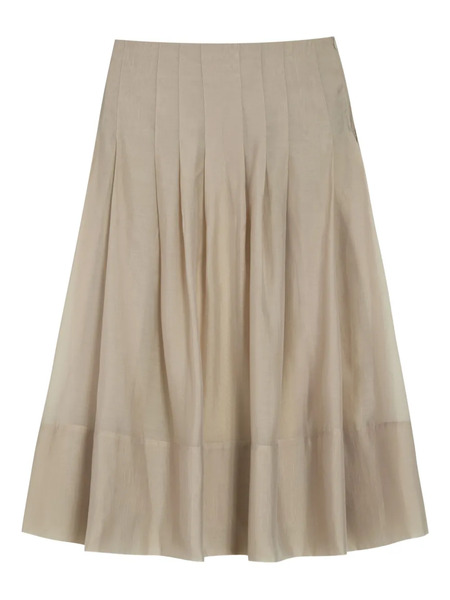  Isolda Visible-hem Midi Pleated Skirt - Neutrals 