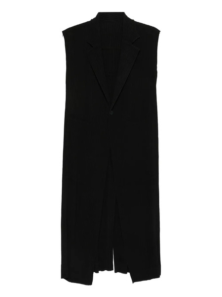  Issey Miyake Hatching Sleeveless Coat - Black 