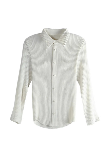 Issey Miyake Pleated Buttoned Shirt - Neutrals 