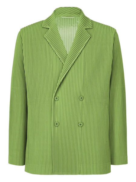 Issey Miyake Pleated Double-breasted Jacket - Green 