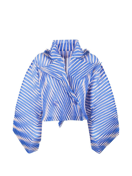  Issey Miyake Pleated Striped Jacket - Blue 