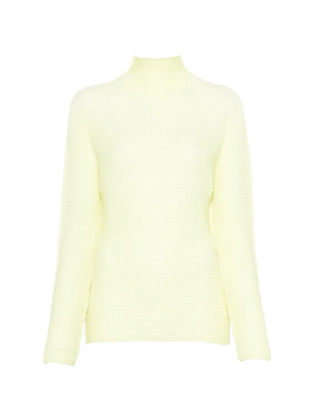  Issey Miyake Ribbed Roll-neck Blouse - Yellow 