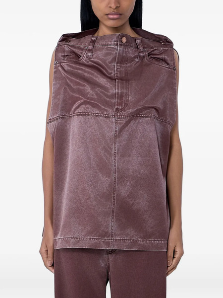  Issey Miyake Structured Sleeveless Top - Brown 