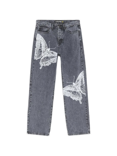  Iuter Butterfly Loose Jeans - Grey 