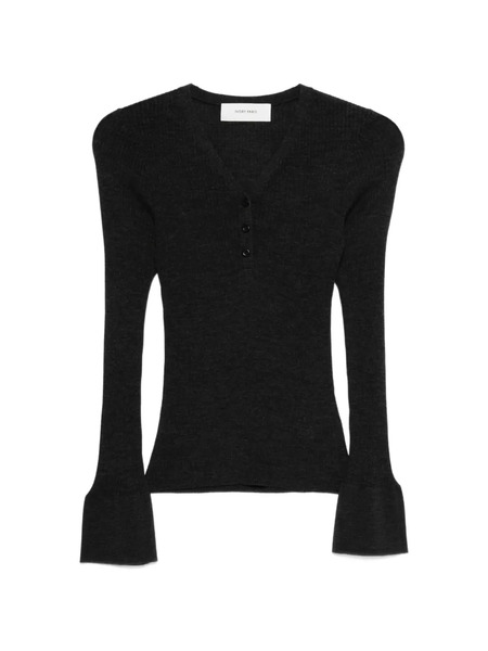  Ivory Paris Button Flared-sleeve Top - Grey 