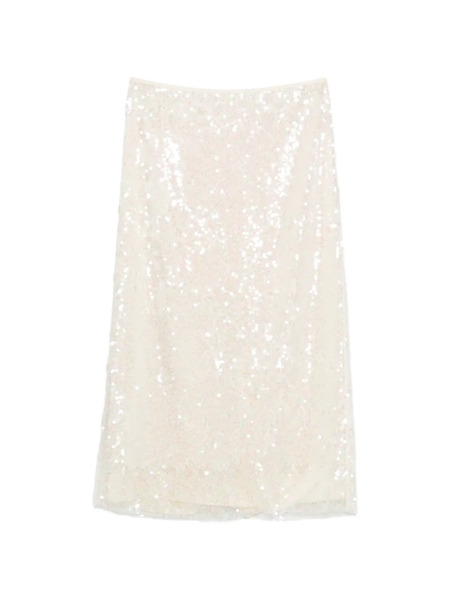  Ivory Paris Sequin-embellished Midi Skirt - Neutrals 