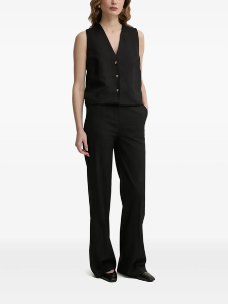  Ivy Oak Button-front Fringed Top - Black 