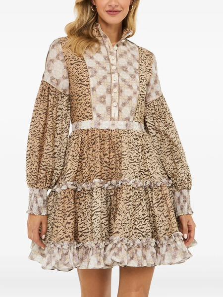  Ixiah Euphoric Patterned Mini Dress - Brown 