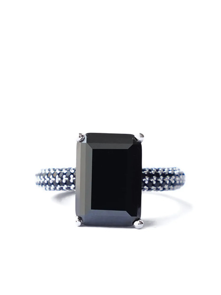  Izabel Display Mega Rectangle-shaped Zirconia Ring - Black 