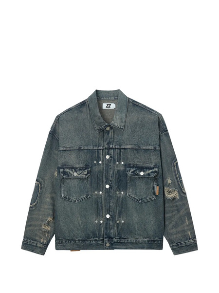  Izzue Distressed Denim Jacket - Blue 