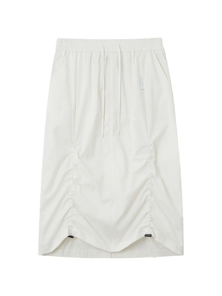 Izzue Drawstring Gathered Midi Skirt - White 