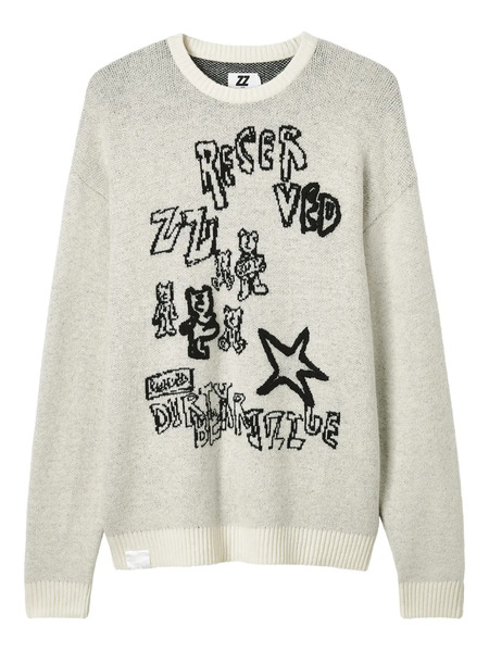  Izzue Graphic-print Crew-neck Sweater - Neutrals 