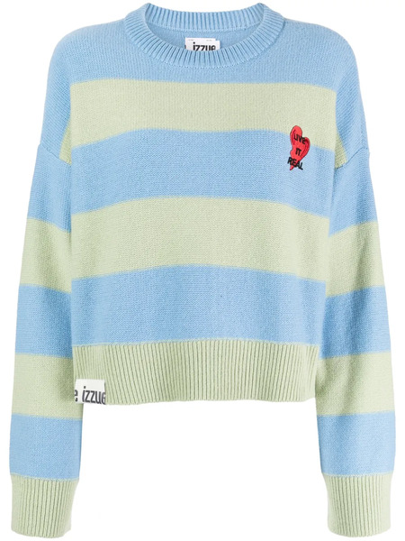  Izzue Heart-patch Wool-blend Jumper - Blue 