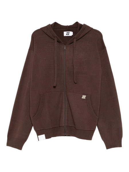  Izzue Logo-patch Knitted Jacket - Brown 