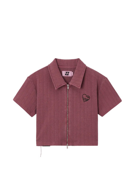  Izzue Zip-up Cropped Knitted Top - Pink 